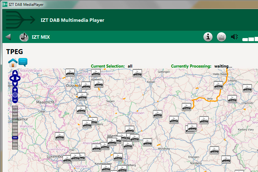 IZT DAB DRM Multimedia Player TPEG Map